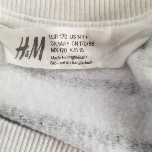 H&M Youth Sweater White Black Stripes Size 14A - Picture 5 of 6